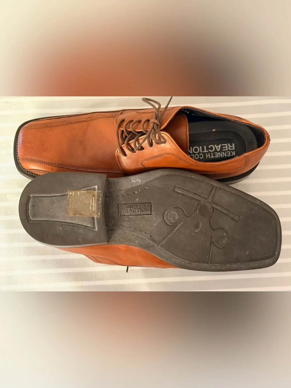 Reaction By Kenneth Cole Cognac Brown Oxford Dress Shoes W03214 Size 10 EUC
